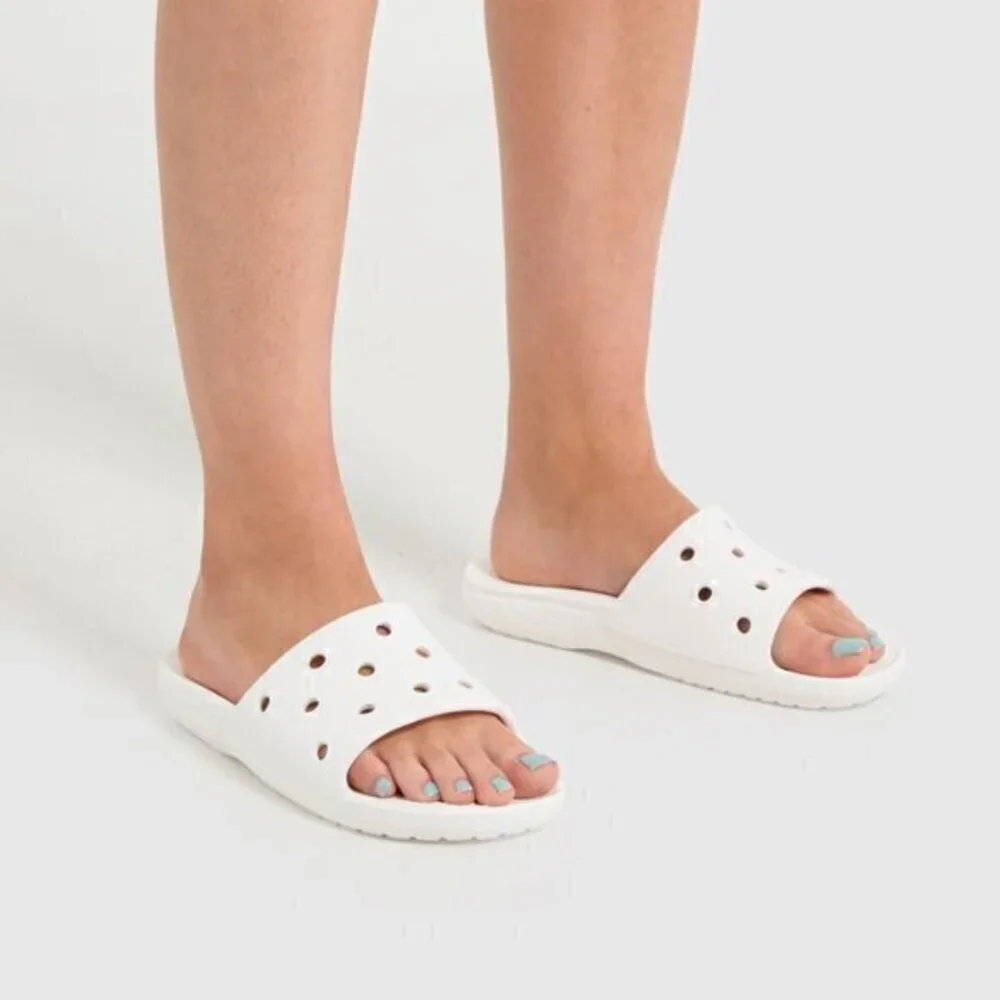 Crocs Unisex Adults' White Croslite Slip On Classic Slide Sandals Size 9M 11W